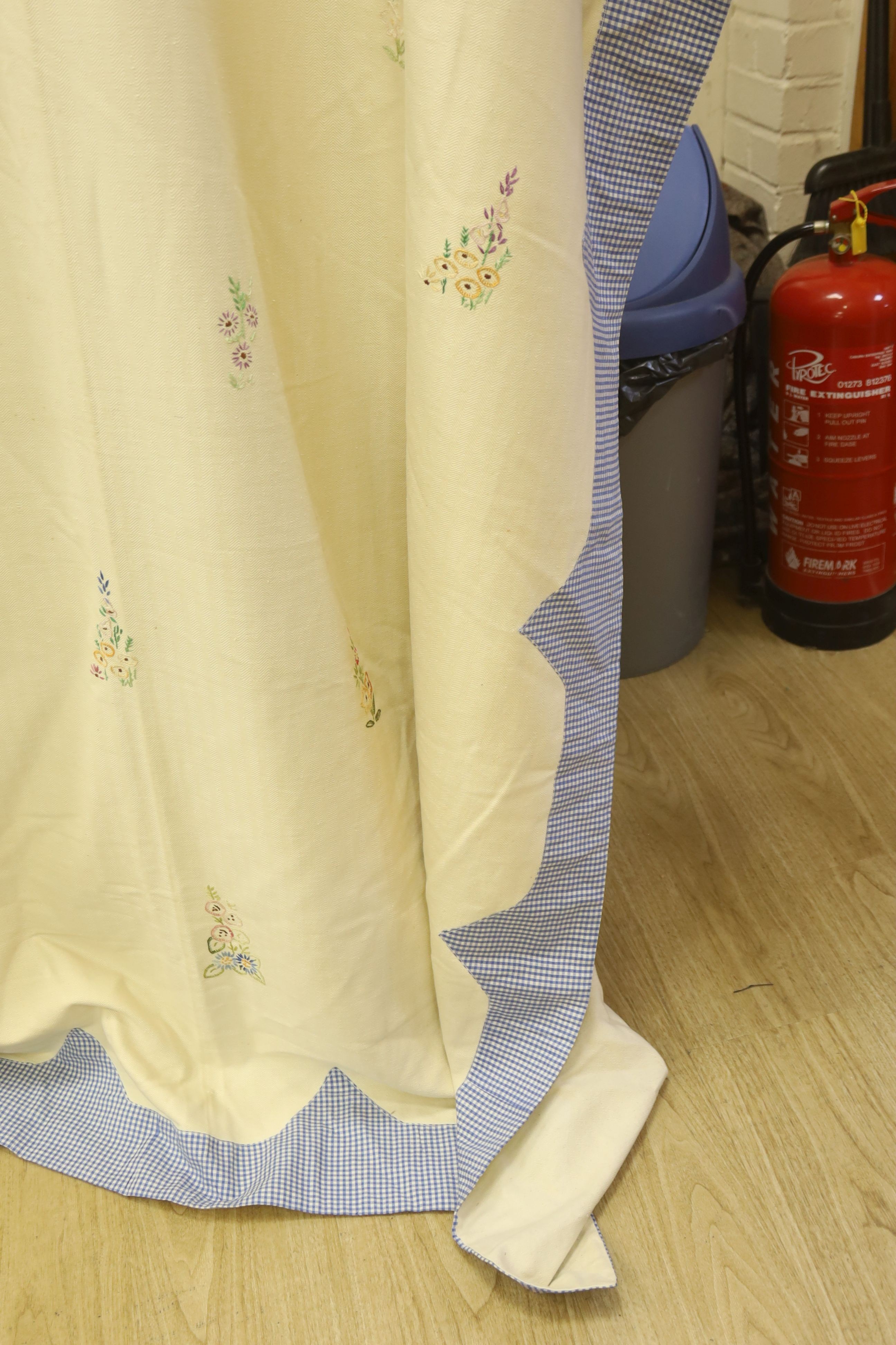 Two embroidered and appliquéd bed covers designed with ladies wearing crinoline dresses